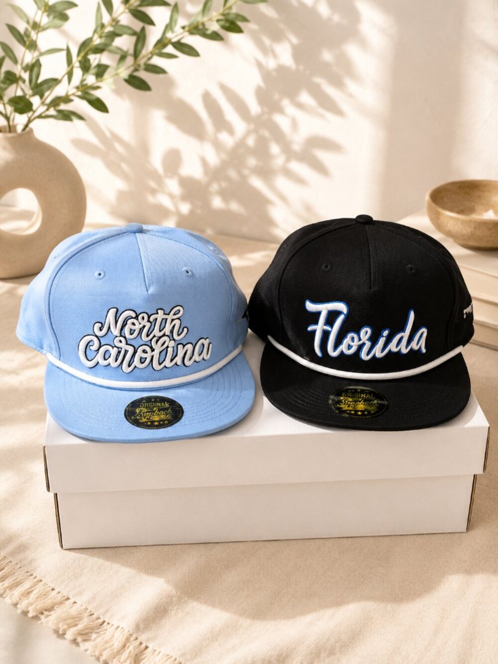 Stitch & Bill Florida & North Carolina Rope Snapback Hat Bundle OSFM EUC